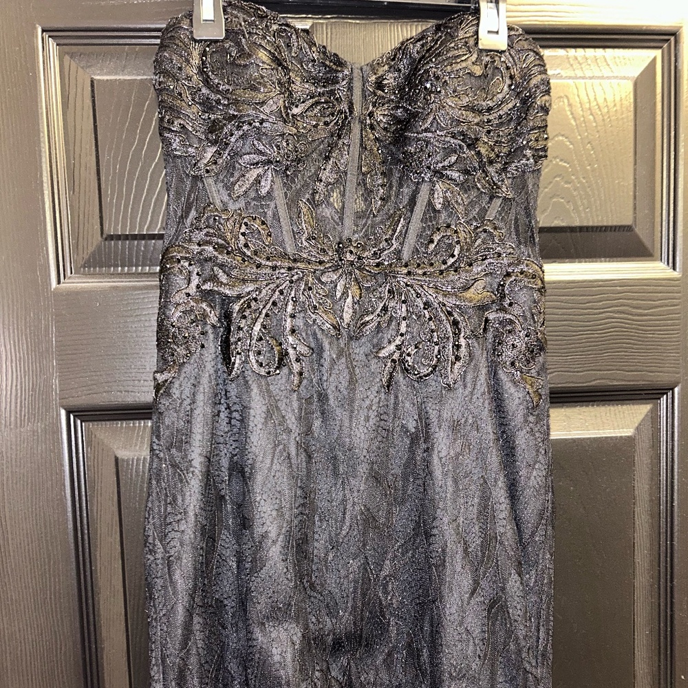 Dillards size small black corset strapless homecoming dress